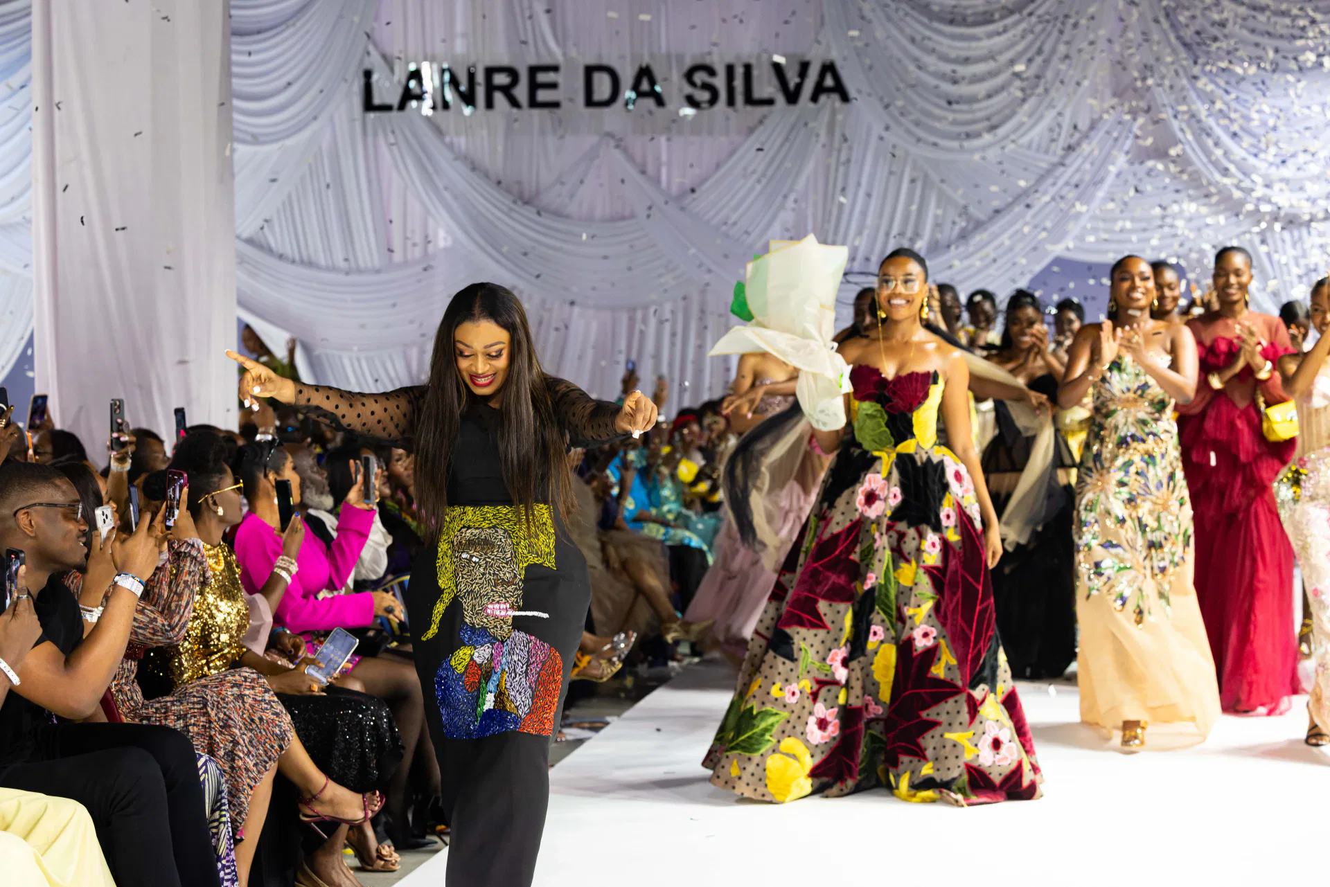 Lanre Da Silva at the close of her runway show