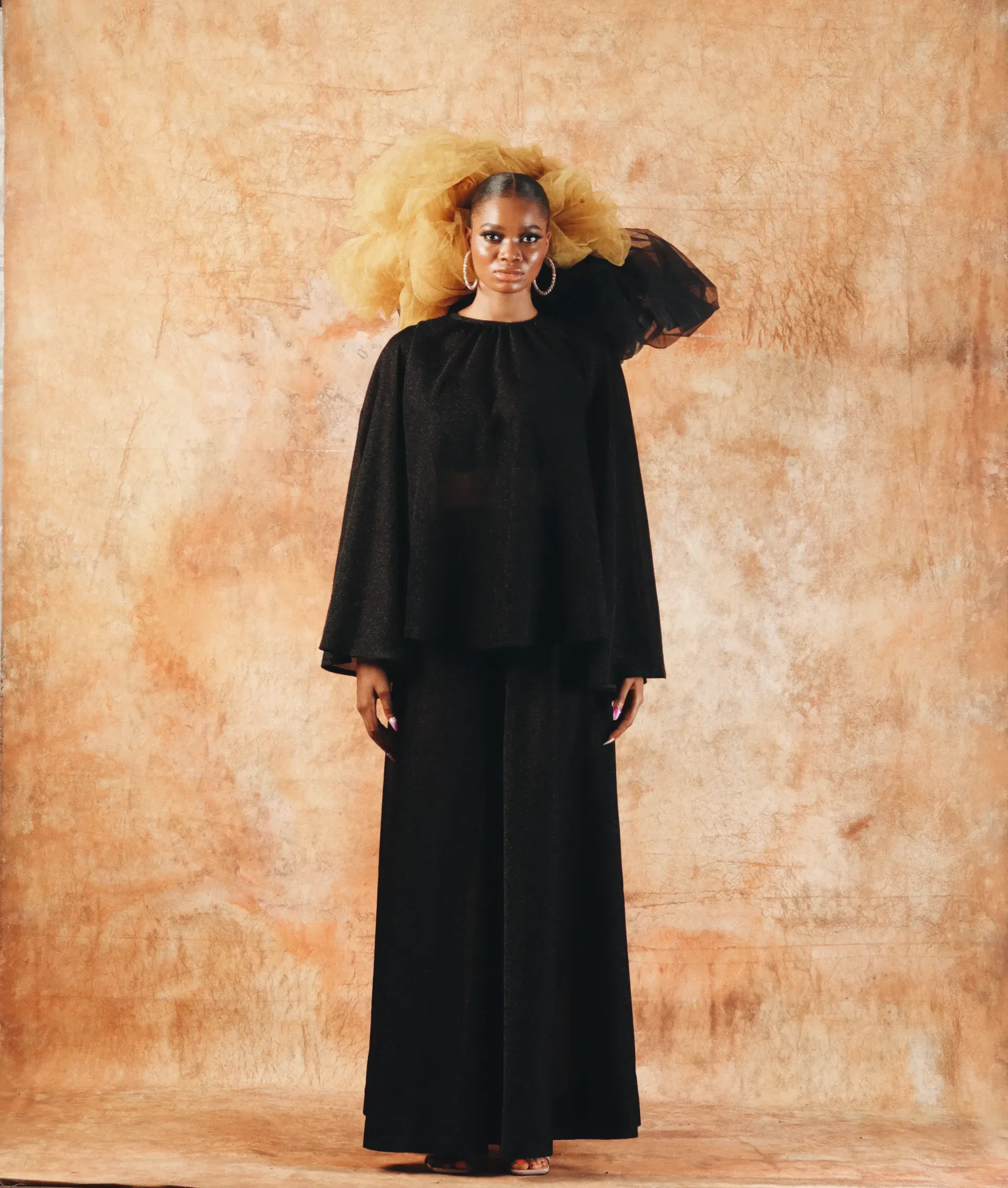 dering black silk maxi dress view 1