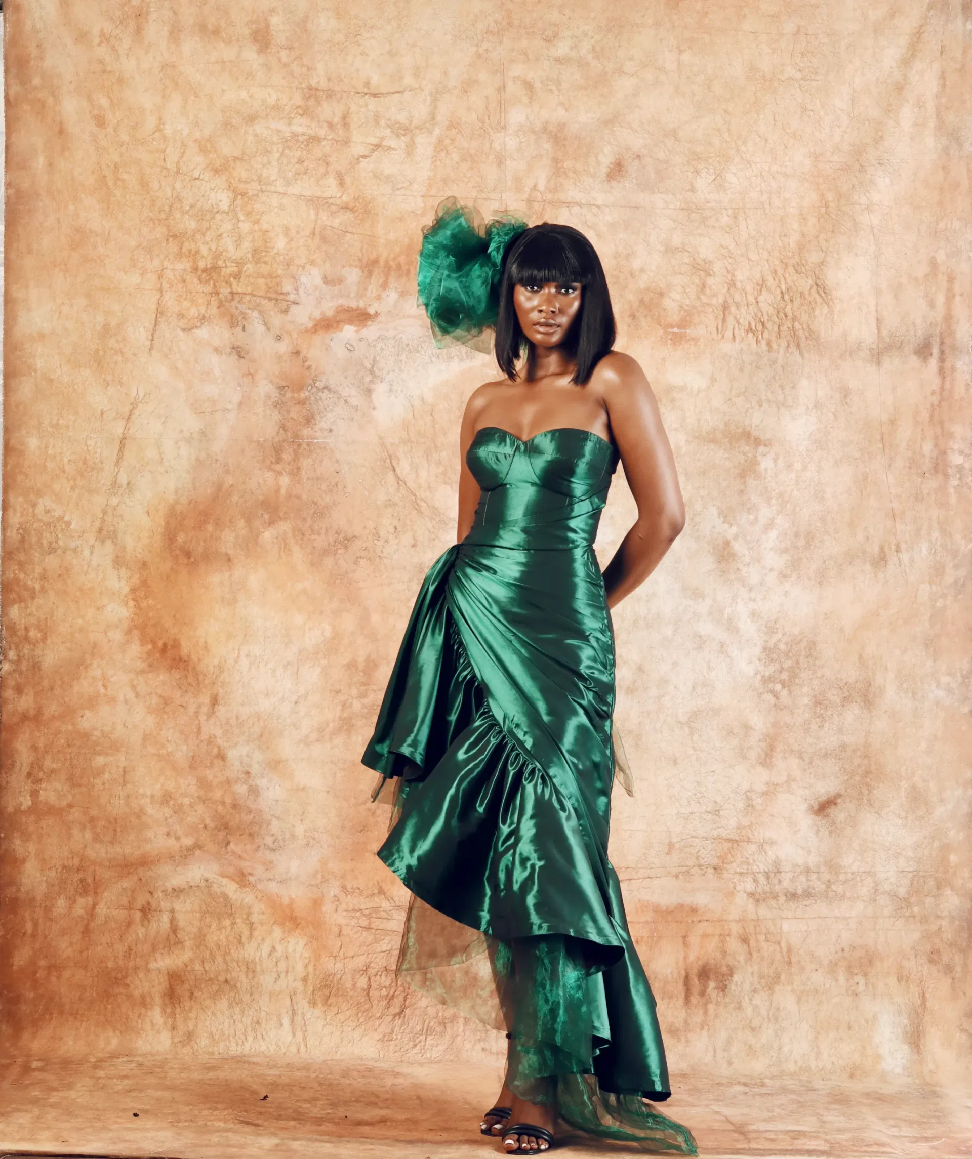 lamé foil strapless ruched peplum dress view 3