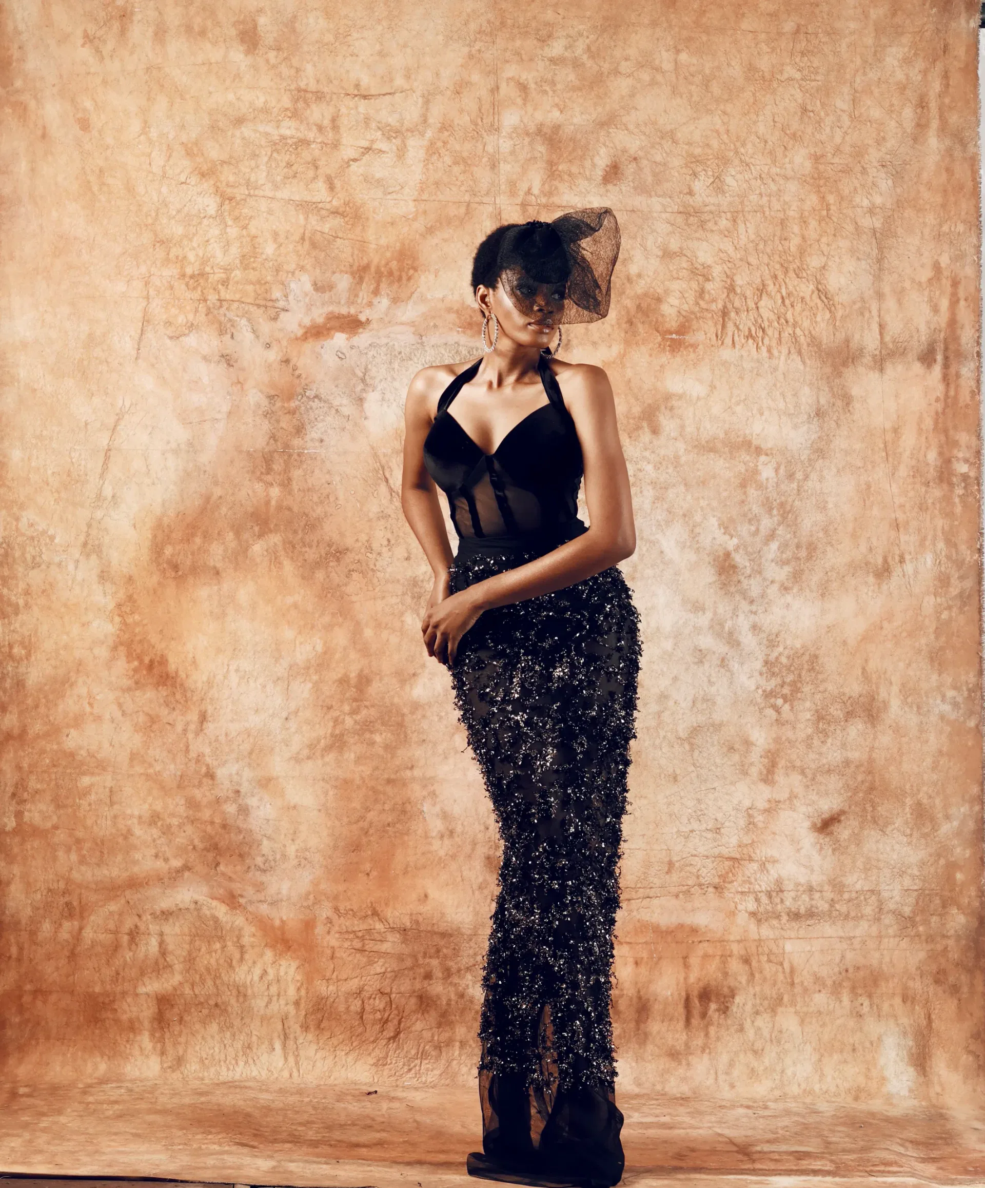 black sparkling sequin maxi dress view 1